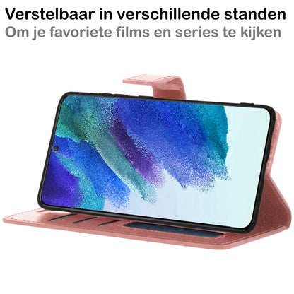 Samsung S21 FE Hoesje Bookcase Cover met Kaarthouder - Rosé goud