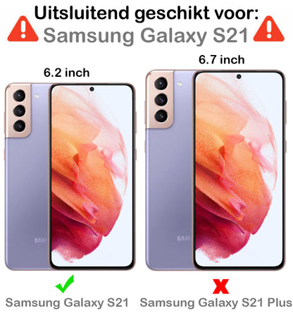 Samsung S21 Hoesje Bookcase Cover met Kaarthouder - Donkerblauw