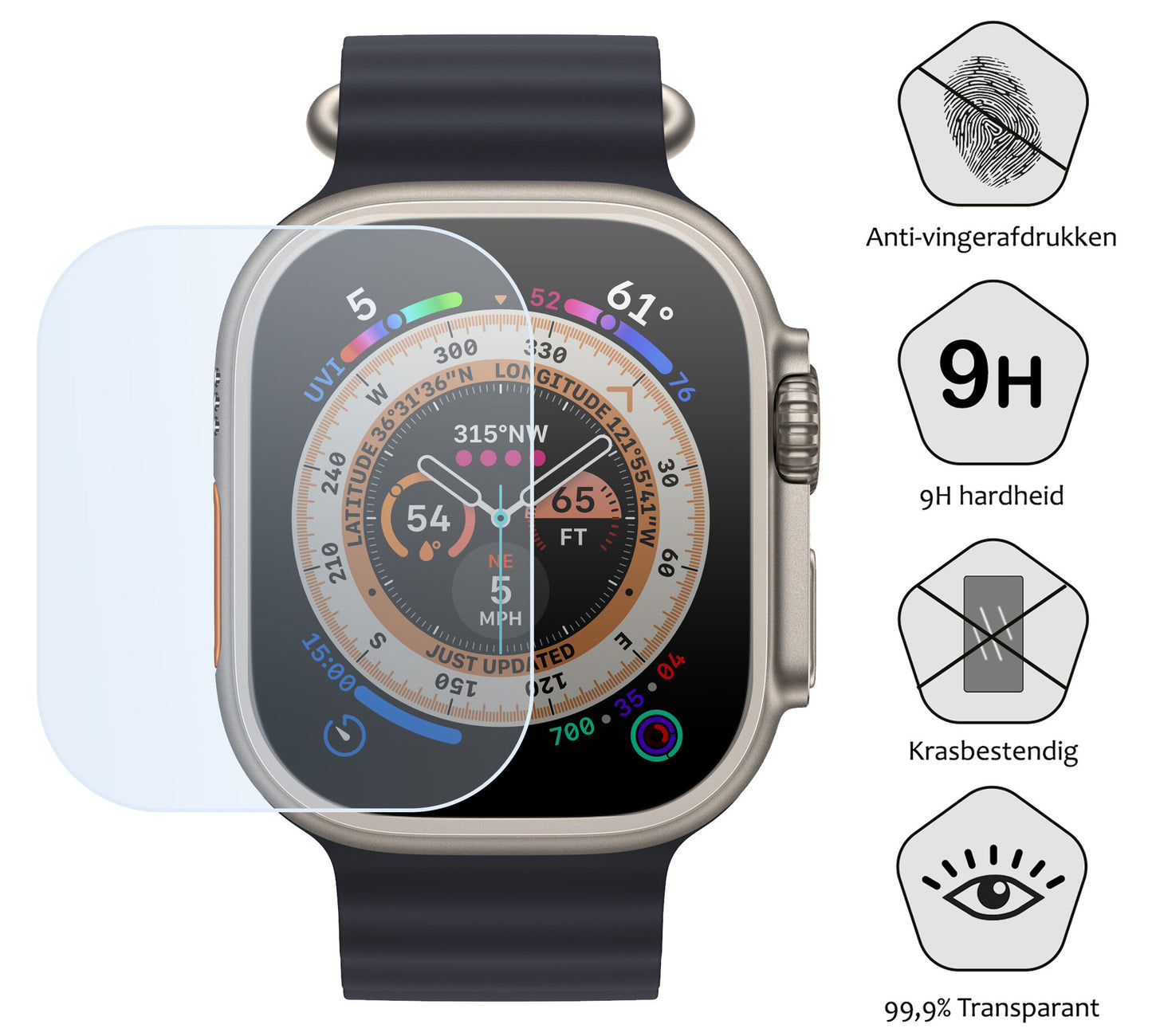 Screen Protector Geschikt voor Apple Watch Ultra 2 (49 mm) Screenprotector Tempered Glass