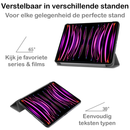 iPad Pro 2022 (12.9 inch) Trifold Bookcase Hoes - Grijs