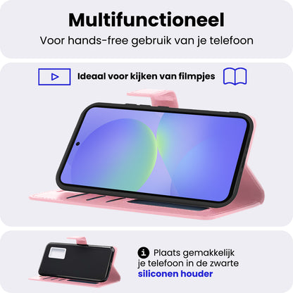 Samsung A36 Hoesje Bookcase Cover met Kaarthouder - Lichtroze