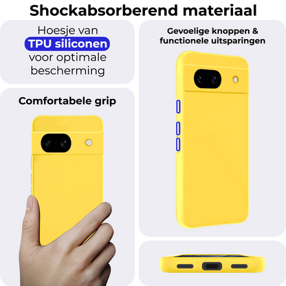 Google Pixel 8a Hoesje Siliconen Backcover Lichtgewicht - Geel