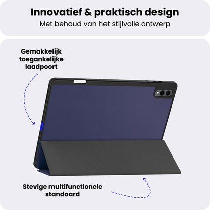 Samsung Galaxy Tab S11 Ultra Trifold Bookcase Hoes met Penhouder voor S Pen - Donkerblauw