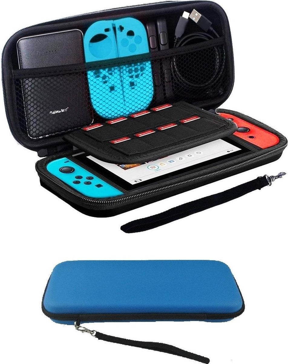 Nintendo Switch Hoesje Hardcover Met Koord - Blauw