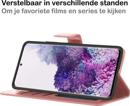 Samsung S20 Hoesje Bookcase Cover met Kaarthouder - Rosé goud