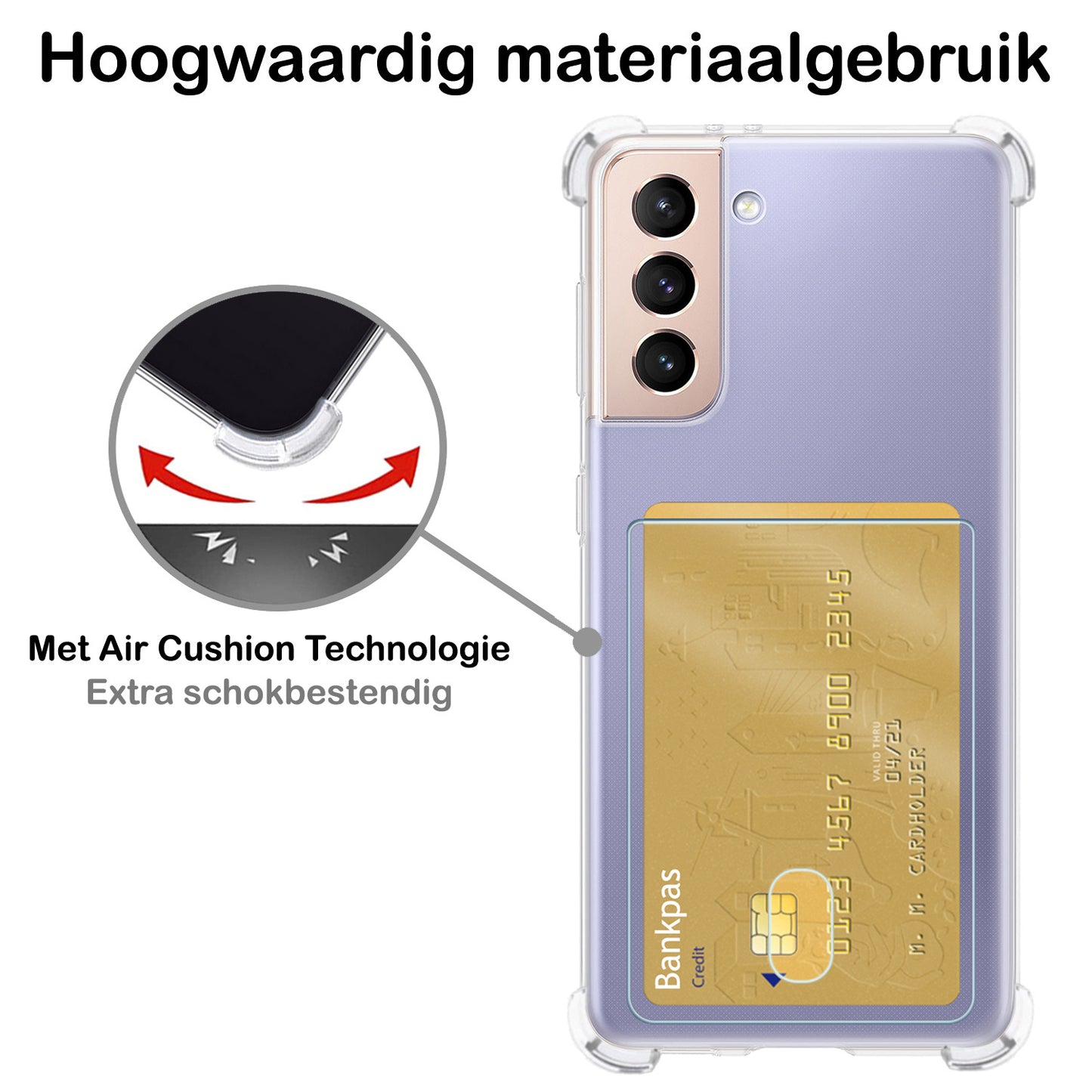 Samsung S21 FE Hoesje met Pasjeshouder Siliconen - Transparant