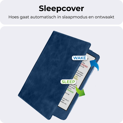 Kobo Clara BW Leren Bookcase Hoes - Donkerblauw