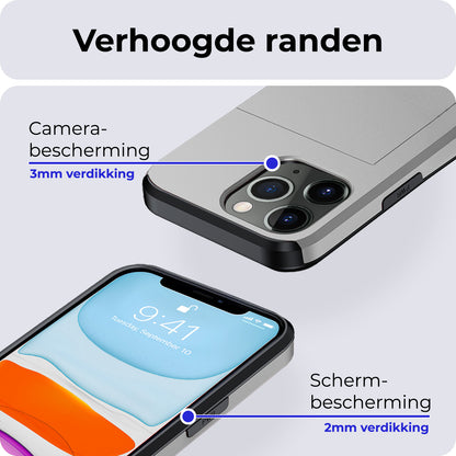 iPhone 11 Pro Hoesje Kaarthouder Hard Case Shockproof - Grijs