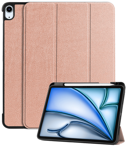 iPad Air 2024 / 2025 (11 inch) Trifold Bookcase Hoes met Penhouder voor Apple Pen - Rosé goud