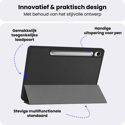 Samsung Galaxy Tab S10 Lite Trifold Bookcase Hoes met Penhouder voor S Pen - Zwart