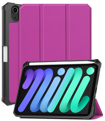 iPad Mini 7 Trifold Bookcase Hoes met Penhouder voor Apple Pen - Paars
