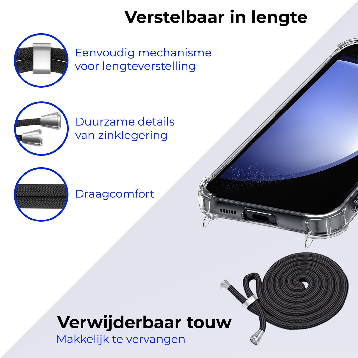 Samsung S23 FE Hoesje met Koord Siliconen - Transparant