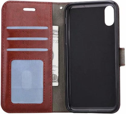 iPhone Xs Hoesje Bookcase Cover met Kaarthouder - Bruin
