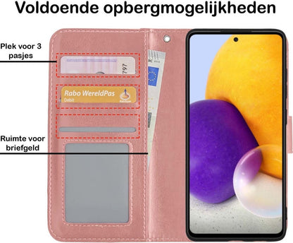 Samsung A72 5G Hoesje Bookcase Cover met Kaarthouder - Rosé goud