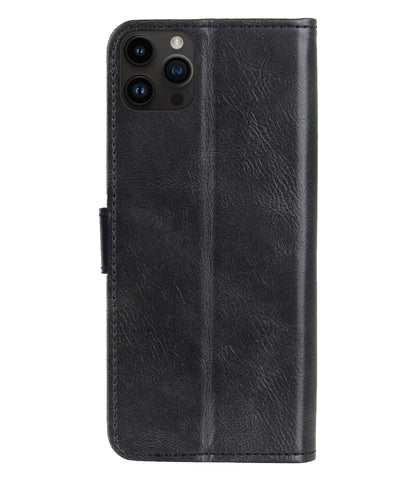 iPhone 15 Pro Hoesje Bookcase Cover met Kaarthouder - Zwart