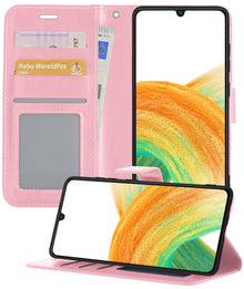 Samsung A33 Hoesje Bookcase Cover met Kaarthouder - Lichtroze