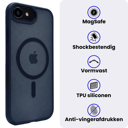 iPhone 17e Hoesje Geschikt voor Magsafe Backcover Shockproof - Donkerblauw