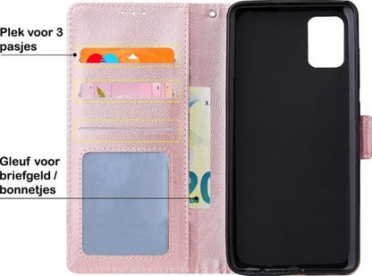 Samsung A41 Hoesje Bookcase Cover met Kaarthouder - Rosé goud