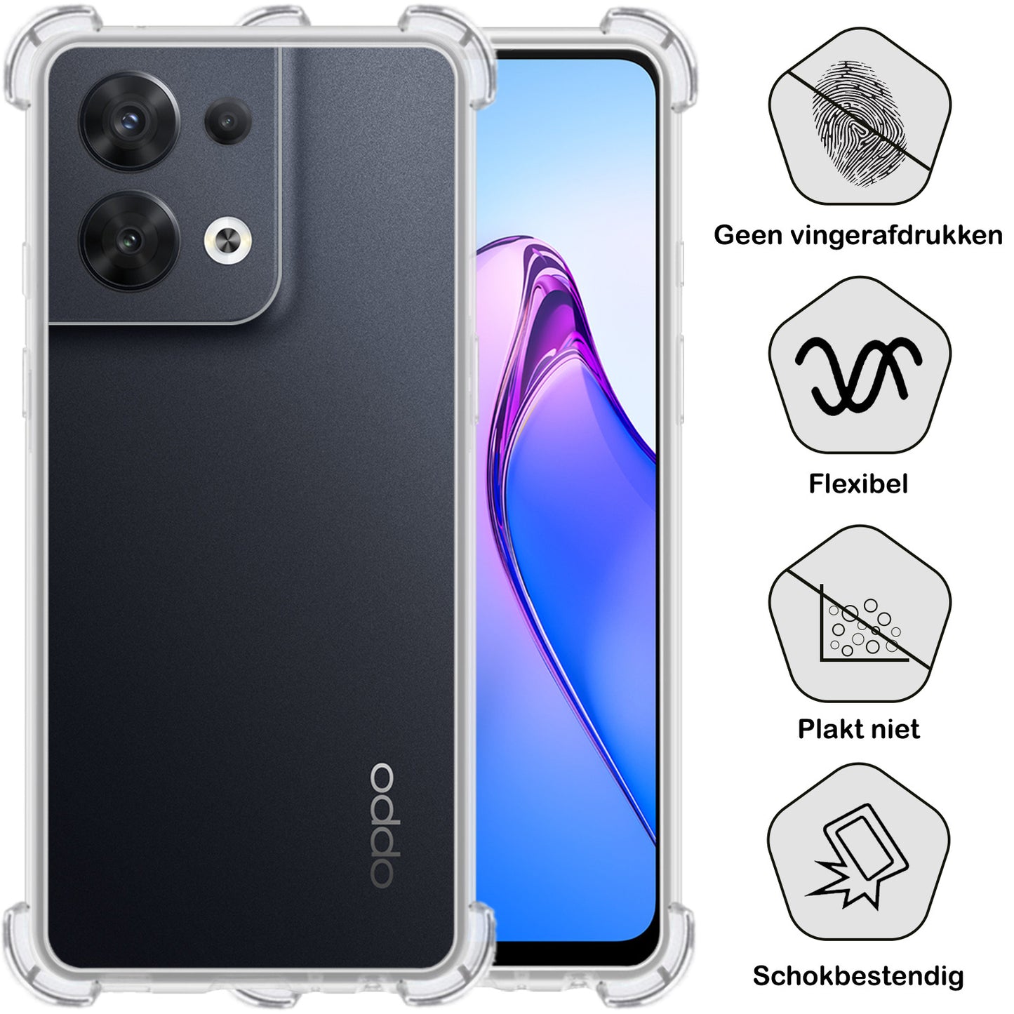 OPPO Reno 8 Pro Hoesje Shock Proof Siliconen - Transparant