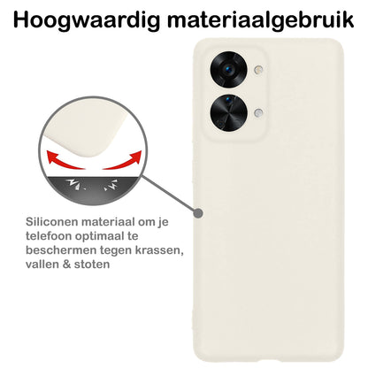 OnePlus Nord 2T Hoesje Siliconen Backcover Lichtgewicht - Wit