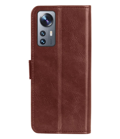 Xiaomi 12X Hoesje Bookcase Cover met Kaarthouder - Bruin