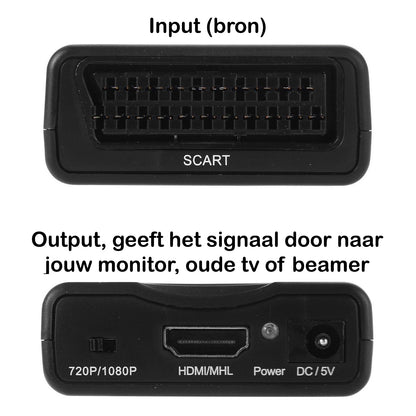 Scart Naar HDMI Converter Kabel Scart Naar HDMI Kabel 1080p - Scart naar HDMI kabel - Zwart