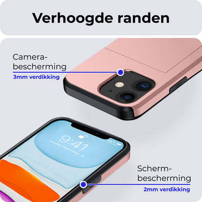 iPhone 11 Hoesje Kaarthouder Hard Case Shockproof - Rosé goud
