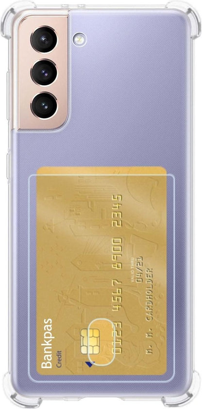 Samsung S21 Hoesje Kaarthouder Backcover Shockproof - Transparant