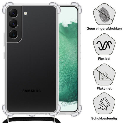 Samsung S21 Hoesje met Koord Backcover Shockproof - Transparant