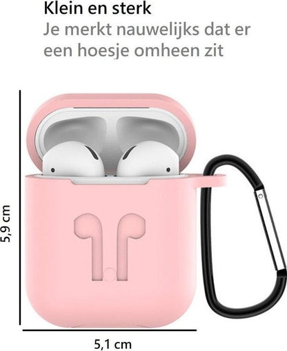 AirPods Hoesje Siliconen 3-in-1 met Clip - Lichtroze