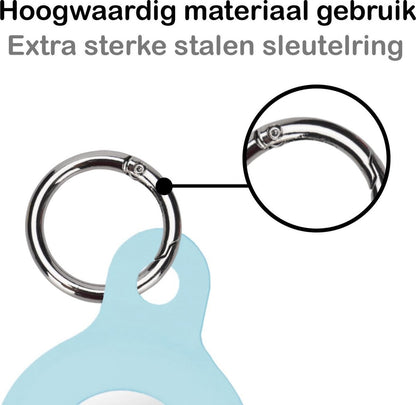 Apple AirTag Hoesje Siliconen Full Cover Lichtgewicht - Lichtblauw