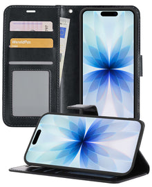 iPhone 17 Hoesje Bookcase Cover met Kaarthouder - Zwart