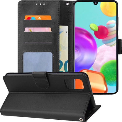 Samsung A41 Hoesje Bookcase Cover met Kaarthouder - Zwart