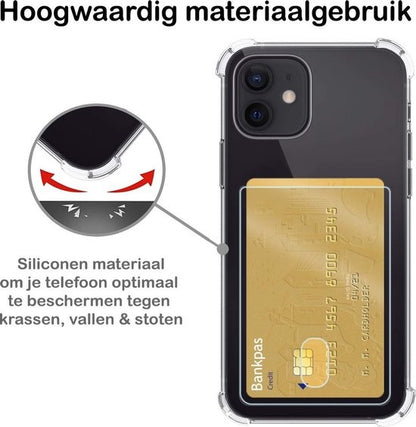 iPhone 12 Mini Hoesje Kaarthouder Backcover Shockproof - Transparant