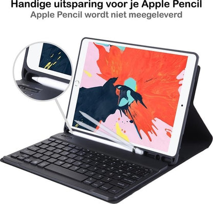 iPad 10.2 2019 Toetsenbord Hoes met Uitneembaar toetsenbord - Zwart