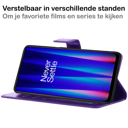 OnePlus Nord CE 2 Hoesje Bookcase Cover met Kaarthouder - Paars