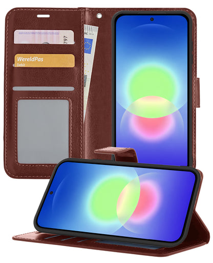 Samsung A27 Hoesje Bookcase Cover met Kaarthouder - Bruin