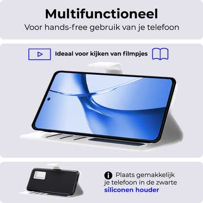 OnePlus Nord CE 4 Hoesje Bookcase Cover met Kaarthouder - Wit