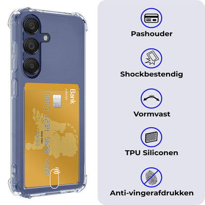 Samsung A15 Hoesje Kaarthouder Backcover Shockproof - Transparant