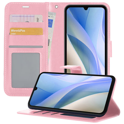 Samsung A15 Hoesje Bookcase Cover met Kaarthouder - Lichtroze