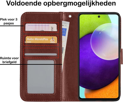 Samsung A52 5G Hoesje Bookcase Cover met Kaarthouder - Bruin
