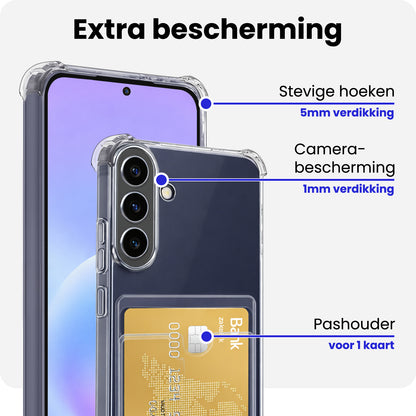 Samsung A57 Hoesje Kaarthouder Backcover Shockproof - Transparant