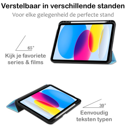 iPad 2022 Hoesje Book Case Met Apple Pencil Uitsparing - Lichtblauw