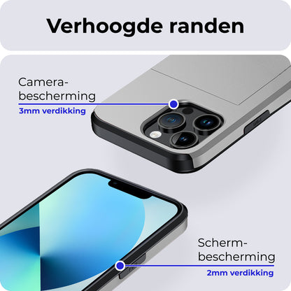 iPhone 14 Pro Hard Case Met Pashouder - Grijs