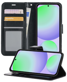 Samsung S24 FE Hoesje Bookcase Cover met Kaarthouder - Zwart