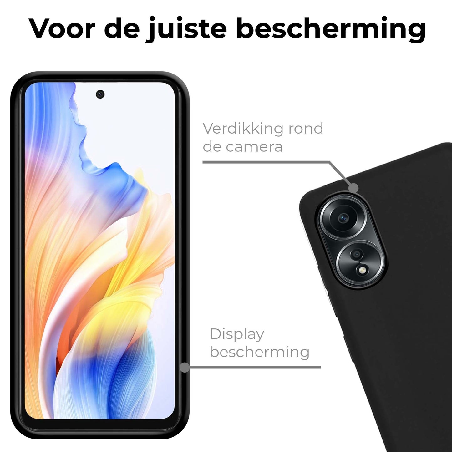 OPPO A58 Hoesje Siliconen - Zwart