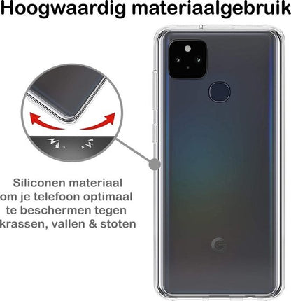 Google Pixel 5 Hoesje Siliconen Backcover Lichtgewicht - Transparant