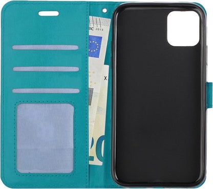 iPhone 12 Pro Max Hoesje Bookcase Cover met Kaarthouder - Turquoise