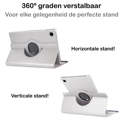 Samsung Galaxy Tab A8 Trifold Bookcase Hoes 360 Graden Draaibaar - Zilver