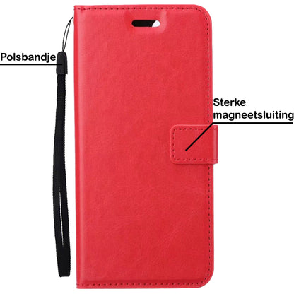 OPPO A16 Hoesje Bookcase Cover met Kaarthouder - Rood